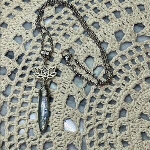 kyanite & lotus Pendant Necklace